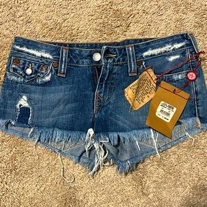 New with tags, True Religion Joey Cut Off Jean Shorts, Size 30